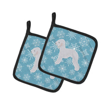 Load image into Gallery viewer, Winter Snowflake Bedlington Terrier Pot Holders - Set of 2 - Heat-Resistant Kitchen Essentials BB3494PTHD