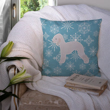 Load image into Gallery viewer, Winter Snowflake Bedlington Terrier Throw Pillow - 14x14 Decorative Pillow – Art for Your Home &amp; Patio BB3494PW1414