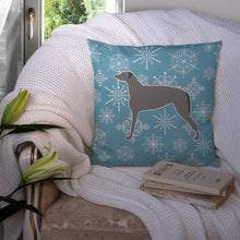 Load image into Gallery viewer, Winter Snowflake Scottish Deerhound Throw Pillow - 14x14 Decorative Pillow – Art for Your Home &amp; Patio BB3496PW1414
