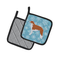 Load image into Gallery viewer, Winter Snowflake Borzoi Russian Greyhound Pot Holders - Set of 2 - Heat-Resistant Kitchen Essentials BB3499PTHD