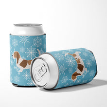 Load image into Gallery viewer, Winter Snowflake Basset Hound Can or Bottle Hugger BB3502CC
