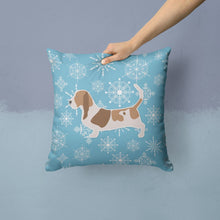 Load image into Gallery viewer, Winter Snowflake Basset Hound Throw Pillow - 14x14 Decorative Pillow – Art for Your Home &amp; Patio BB3502PW1414