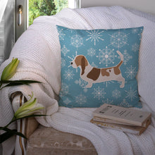 Load image into Gallery viewer, Winter Snowflake Basset Hound Throw Pillow - 14x14 Decorative Pillow – Art for Your Home &amp; Patio BB3502PW1414