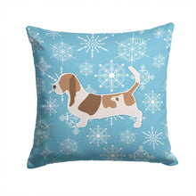 Load image into Gallery viewer, Winter Snowflake Basset Hound Throw Pillow - 14x14 Decorative Pillow – Art for Your Home &amp; Patio BB3502PW1414