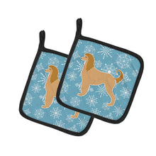 Load image into Gallery viewer, Winter Snowflake Afghan Hound Pot Holders - Set of 2 - Heat-Resistant Kitchen Essentials BB3506PTHD