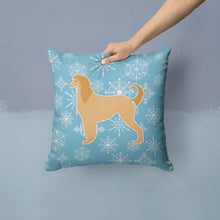 Load image into Gallery viewer, Winter Snowflake Afghan Hound Throw Pillow - 14x14 Decorative Pillow – Art for Your Home &amp; Patio BB3506PW1414
