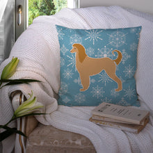 Load image into Gallery viewer, Winter Snowflake Afghan Hound Throw Pillow - 14x14 Decorative Pillow – Art for Your Home &amp; Patio BB3506PW1414