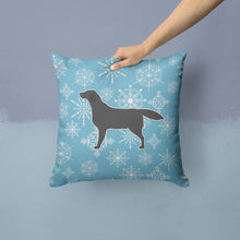 Load image into Gallery viewer, Winter Snowflake Black Labrador Retriever Throw Pillow - 14x14 Decorative Pillow – Art for Your Home &amp; Patio BB3508PW1414