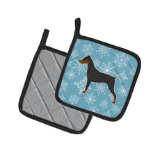 Load image into Gallery viewer, Winter Snowflake German Pinscher Pot Holders - Set of 2 - Heat-Resistant Kitchen Essentials BB3513PTHD