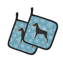 Load image into Gallery viewer, Winter Snowflake German Pinscher Pot Holders - Set of 2 - Heat-Resistant Kitchen Essentials BB3513PTHD