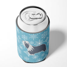 Load image into Gallery viewer, Winter Snowflake Bearded Collie Can or Bottle Hugger BB3517CC