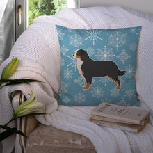 Load image into Gallery viewer, Winter Snowflake Bernese Mountain Dog Throw Pillow - 14x14 Decorative Pillow – Art for Your Home &amp; Patio BB3519PW1414