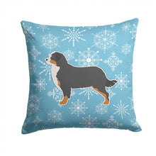 Load image into Gallery viewer, Winter Snowflake Bernese Mountain Dog Throw Pillow - 14x14 Decorative Pillow – Art for Your Home &amp; Patio BB3519PW1414