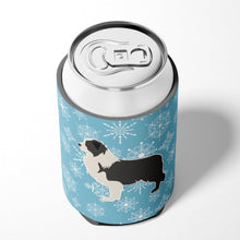 Load image into Gallery viewer, Winter Snowflake Black Border Collie Can or Bottle Hugger BB3523CC