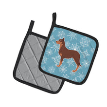 Load image into Gallery viewer, Winter Snowflake Australian Kelpie Dog Pot Holders - Set of 2 - Heat-Resistant Kitchen Essentials BB3529PTHD