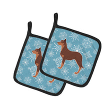 Load image into Gallery viewer, Winter Snowflake Australian Kelpie Dog Pot Holders - Set of 2 - Heat-Resistant Kitchen Essentials BB3529PTHD