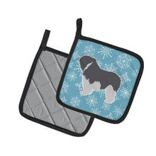 Load image into Gallery viewer, Winter Snowflake Polish Lowland Sheepdog Dog Pot Holders - Set of 2 - Heat-Resistant Kitchen Essentials BB3532PTHD