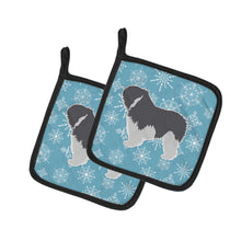 Load image into Gallery viewer, Winter Snowflake Polish Lowland Sheepdog Dog Pot Holders - Set of 2 - Heat-Resistant Kitchen Essentials BB3532PTHD