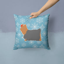 Load image into Gallery viewer, Winter Snowflake Yorkshire Terrier Yorkie Throw Pillow - 14x14 Decorative Pillow – Art for Your Home &amp; Patio BB3534PW1414