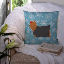 Load image into Gallery viewer, Winter Snowflake Yorkshire Terrier Yorkie Throw Pillow - 14x14 Decorative Pillow – Art for Your Home &amp; Patio BB3534PW1414