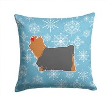 Load image into Gallery viewer, Winter Snowflake Yorkshire Terrier Yorkie Throw Pillow - 14x14 Decorative Pillow – Art for Your Home &amp; Patio BB3534PW1414