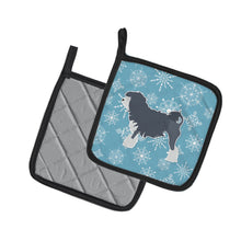 Load image into Gallery viewer, Winter Snowflake Lowchen Pot Holders - Set of 2 - Heat-Resistant Kitchen Essentials BB3535PTHD