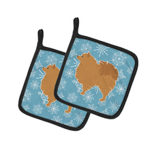 Load image into Gallery viewer, Winter Snowflake Pomeranian Pot Holders - Set of 2 - Heat-Resistant Kitchen Essentials BB3542PTHD