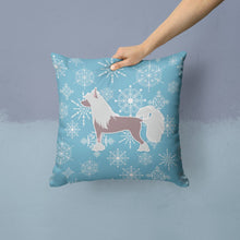 Load image into Gallery viewer, Winter Snowflake Chinese Crested Throw Pillow - 14x14 Decorative Pillow – Art for Your Home &amp; Patio BB3543PW1414