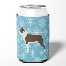 Load image into Gallery viewer, Winter Snowflake Boston Terrier Can or Bottle Hugger BB3544CC