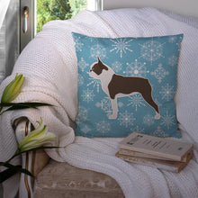 Load image into Gallery viewer, Winter Snowflake Boston Terrier Throw Pillow - 14x14 Decorative Pillow – Art for Your Home &amp; Patio BB3544PW1414