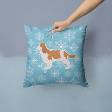 Load image into Gallery viewer, Winter Snowflake Cavalier King Charles Spaniel Throw Pillow - 14x14 Decorative Pillow – Art for Your Home &amp; Patio BB3549PW1414