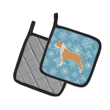 Load image into Gallery viewer, Winter Snowflake Staffordshire Bull Terrier Pot Holders - Set of 2 - Heat-Resistant Kitchen Essentials BB3554PTHD