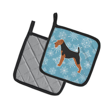 Load image into Gallery viewer, Winter Snowflake Airedale Terrier Pot Holders - Set of 2 - Heat-Resistant Kitchen Essentials BB3557PTHD