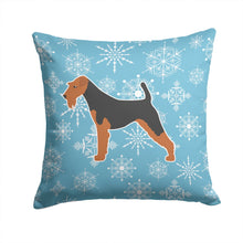 Load image into Gallery viewer, Winter Snowflake Airedale Terrier Throw Pillow - 14x14 Decorative Pillow – Art for Your Home &amp; Patio BB3557PW1414