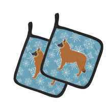 Load image into Gallery viewer, Winter Snowflake Belgian Shepherd Pot Holders - Set of 2 - Heat-Resistant Kitchen Essentials BB3561PTHD