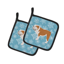 Load image into Gallery viewer, Winter Snowflake English Bulldog Pot Holders - Set of 2 - Heat-Resistant Kitchen Essentials BB3562PTHD