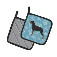Load image into Gallery viewer, Winter Snowflake Rottweiler Pot Holders - Set of 2 - Heat-Resistant Kitchen Essentials BB3566PTHD