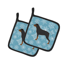 Load image into Gallery viewer, Winter Snowflake Rottweiler Pot Holders - Set of 2 - Heat-Resistant Kitchen Essentials BB3566PTHD