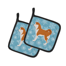 Load image into Gallery viewer, Winter Snowflake Akita Pot Holders - Set of 2 - Heat-Resistant Kitchen Essentials BB3572PTHD
