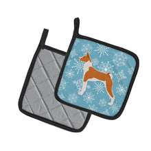 Load image into Gallery viewer, Winter Snowflake Basenji Pot Holders - Set of 2 - Heat-Resistant Kitchen Essentials BB3574PTHD