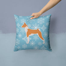 Load image into Gallery viewer, Winter Snowflake Basenji Throw Pillow - 14x14 Decorative Pillow – Art for Your Home &amp; Patio BB3574PW1414