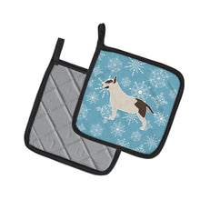 Load image into Gallery viewer, Winter Snowflake Bull Terrier Pot Holders - Set of 2 - Heat-Resistant Kitchen Essentials BB3578PTHD