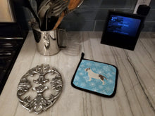 Load image into Gallery viewer, Winter Snowflake Bull Terrier Pot Holders - Set of 2 - Heat-Resistant Kitchen Essentials BB3578PTHD