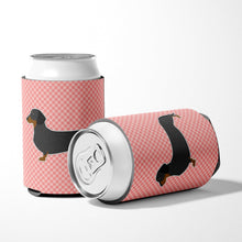 Load image into Gallery viewer, Dachshund Checkerboard Pink Can or Bottle Hugger BB3582CC
