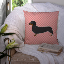 Load image into Gallery viewer, Dachshund Checkerboard Pink Throw Pillow - 14x14 Decorative Pillow – Art for Your Home &amp; Patio BB3582PW1414