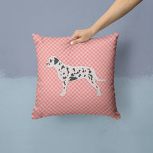 Load image into Gallery viewer, Dalmatian Checkerboard Pink Throw Pillow - 14x14 Decorative Pillow – Art for Your Home &amp; Patio BB3583PW1414