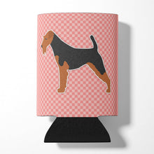 Load image into Gallery viewer, Welsh Terrier Checkerboard Pink Can or Bottle Hugger BB3585CC