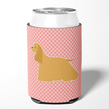 Load image into Gallery viewer, Cocker Spaniel Checkerboard Pink Can or Bottle Hugger BB3586CC