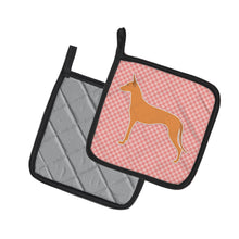 Load image into Gallery viewer, Pharaoh Hound Checkerboard Pink Pot Holders - Set of 2 - Heat-Resistant Kitchen Essentials BB3588PTHD