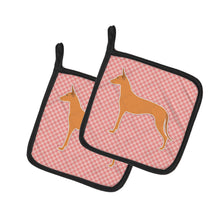 Load image into Gallery viewer, Pharaoh Hound Checkerboard Pink Pot Holders - Set of 2 - Heat-Resistant Kitchen Essentials BB3588PTHD